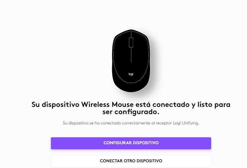 Software Logi Options - Confirmación de emparejamiento de mouse