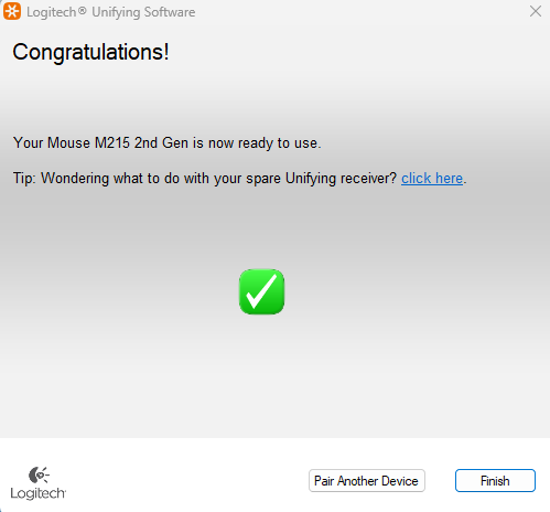 software Logitech Unifying - Final del emparejamiento