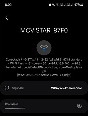 Registro detallado de una red wifi en android