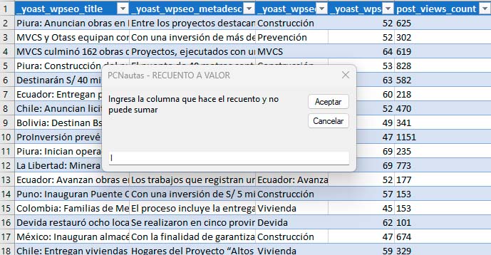 Ingreso de datos de la macro para corregir texto a valor