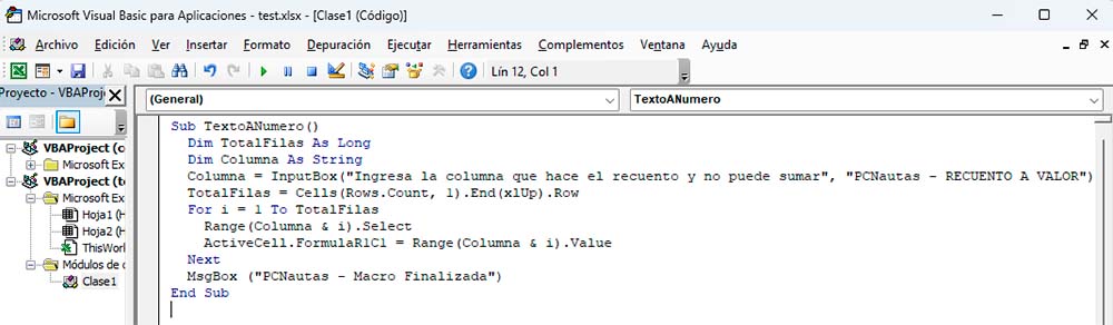 Macro de Excel para corregir texto a número