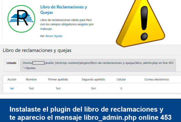 Solucion al error en el plugin de Libro de reclamaciones