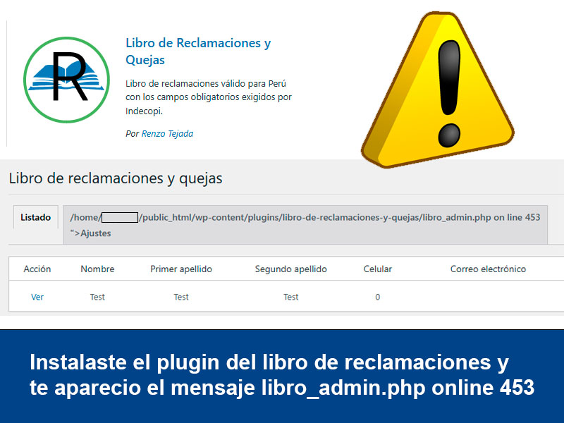 Solucion al error en el plugin de Libro de reclamaciones