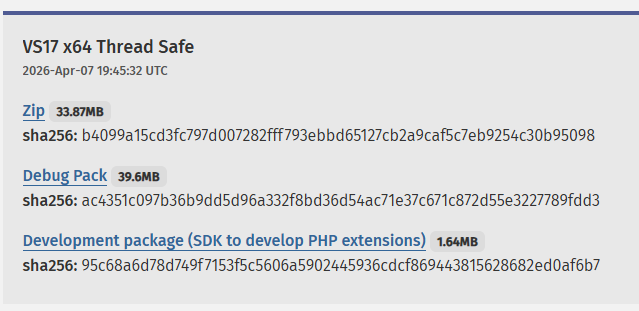 Downloads & Installation Instructions VS17 x64 Thread Safe